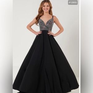 NEW Studio 17 12855 black sparking rhinestone bodice maxi prom ballroom dress 10